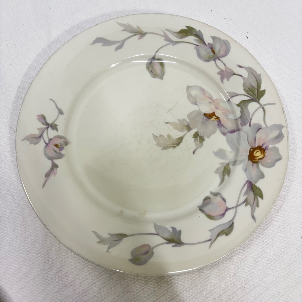 TK Thun Bohemia Dinner Plate Lavender Floral White Porcelain Made in Czech 9.75"